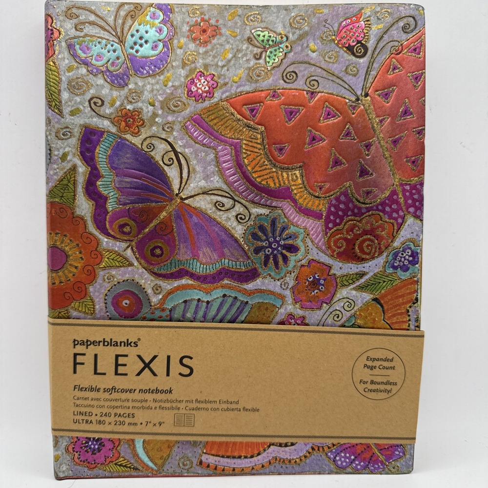 Paperblanks Flexis Flutterbyes Ultra Lined‎ Softcover 240 Lined Pages Flexible